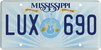 MS license plate LUX690