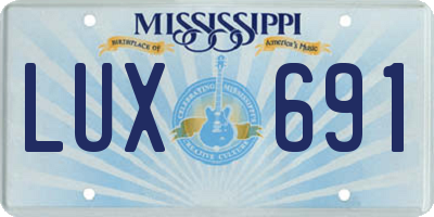 MS license plate LUX691