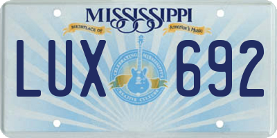 MS license plate LUX692