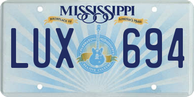 MS license plate LUX694