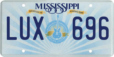 MS license plate LUX696