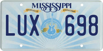 MS license plate LUX698