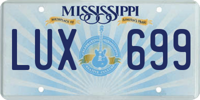 MS license plate LUX699