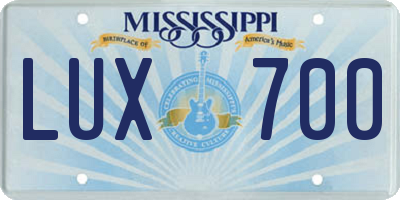 MS license plate LUX700
