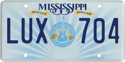 MS license plate LUX704