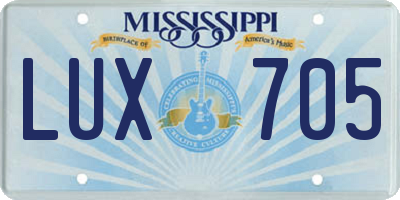 MS license plate LUX705