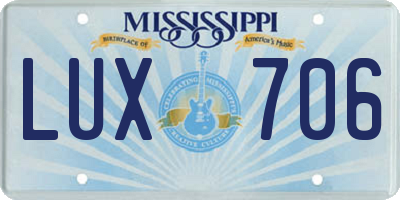 MS license plate LUX706
