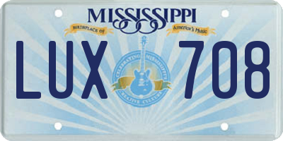 MS license plate LUX708