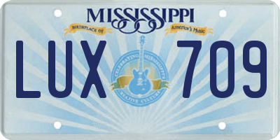 MS license plate LUX709