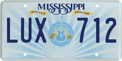 MS license plate LUX712