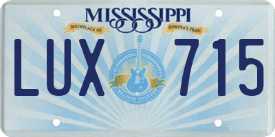 MS license plate LUX715