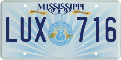 MS license plate LUX716
