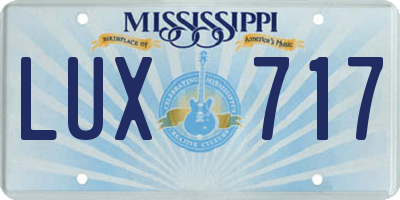 MS license plate LUX717