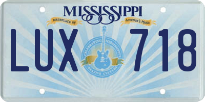 MS license plate LUX718