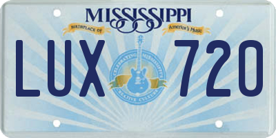 MS license plate LUX720
