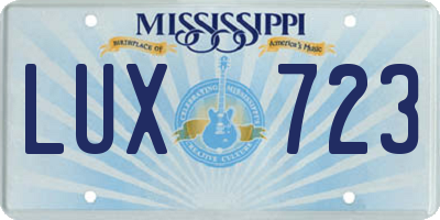 MS license plate LUX723