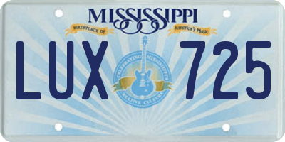 MS license plate LUX725