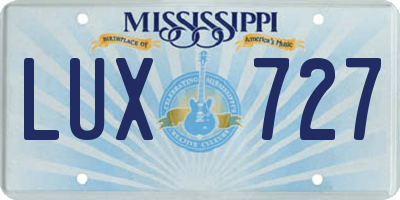 MS license plate LUX727