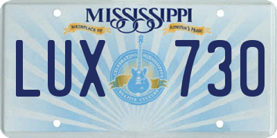MS license plate LUX730