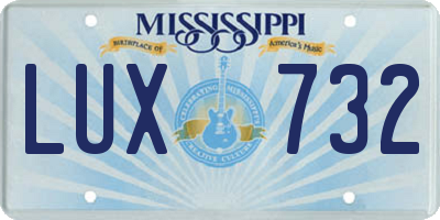 MS license plate LUX732