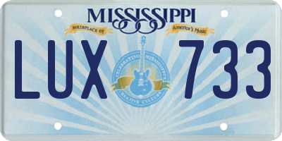 MS license plate LUX733
