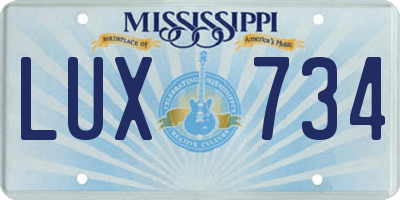 MS license plate LUX734