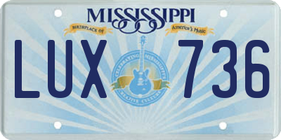 MS license plate LUX736