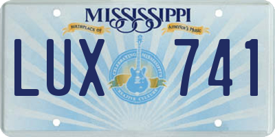 MS license plate LUX741