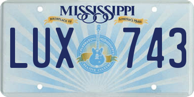 MS license plate LUX743