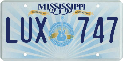 MS license plate LUX747