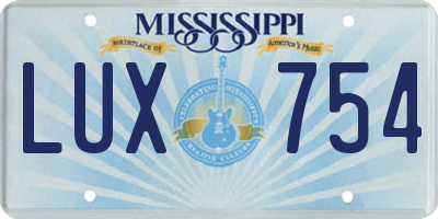 MS license plate LUX754