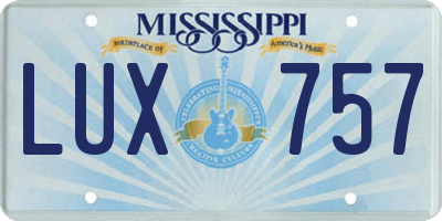 MS license plate LUX757