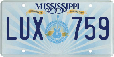 MS license plate LUX759