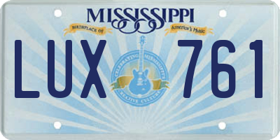 MS license plate LUX761
