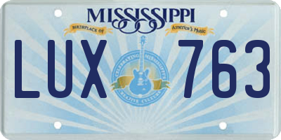 MS license plate LUX763