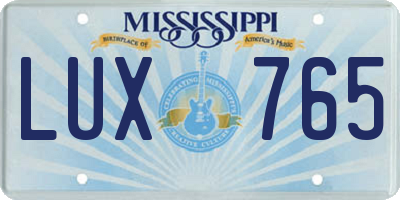 MS license plate LUX765