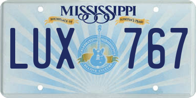 MS license plate LUX767