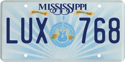 MS license plate LUX768