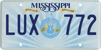 MS license plate LUX772