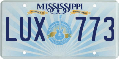 MS license plate LUX773