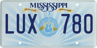 MS license plate LUX780