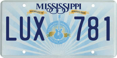 MS license plate LUX781