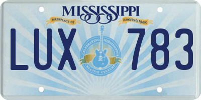 MS license plate LUX783