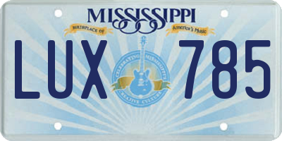 MS license plate LUX785