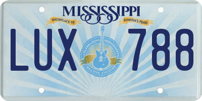 MS license plate LUX788