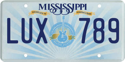 MS license plate LUX789