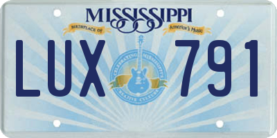MS license plate LUX791