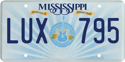 MS license plate LUX795