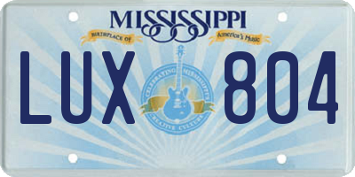 MS license plate LUX804