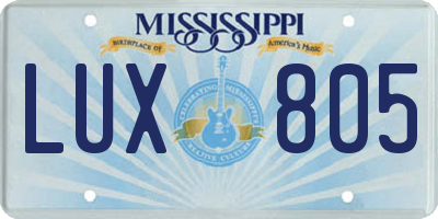 MS license plate LUX805